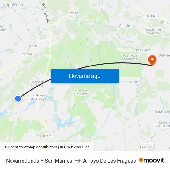 Navarredonda Y San Mamés to Arroyo De Las Fraguas map