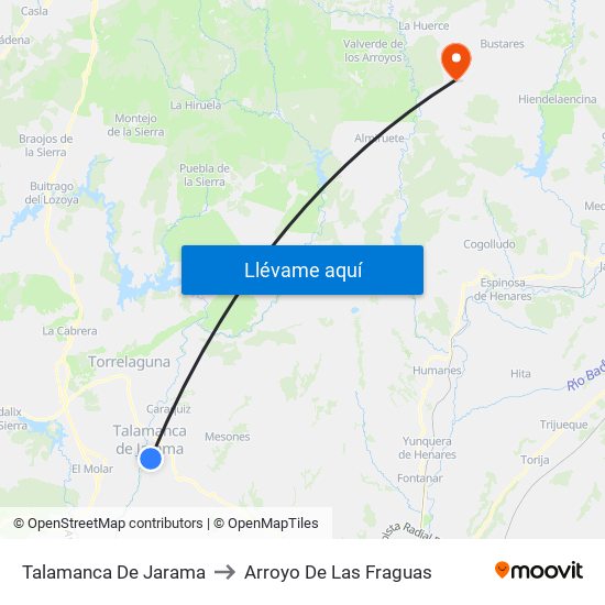 Talamanca De Jarama to Arroyo De Las Fraguas map