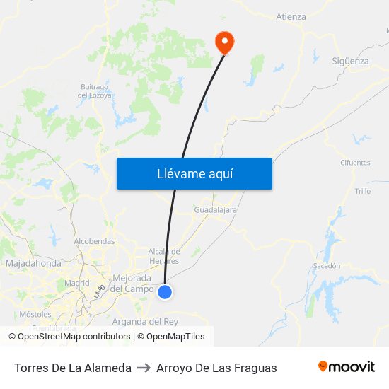 Torres De La Alameda to Arroyo De Las Fraguas map