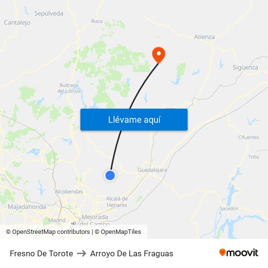 Fresno De Torote to Arroyo De Las Fraguas map
