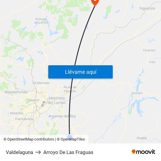 Valdelaguna to Arroyo De Las Fraguas map