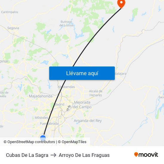 Cubas De La Sagra to Arroyo De Las Fraguas map