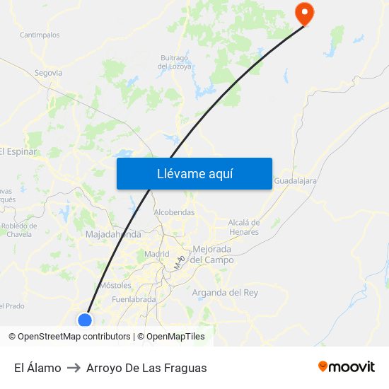 El Álamo to Arroyo De Las Fraguas map