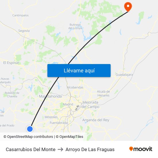 Casarrubios Del Monte to Arroyo De Las Fraguas map