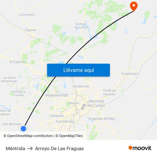 Méntrida to Arroyo De Las Fraguas map