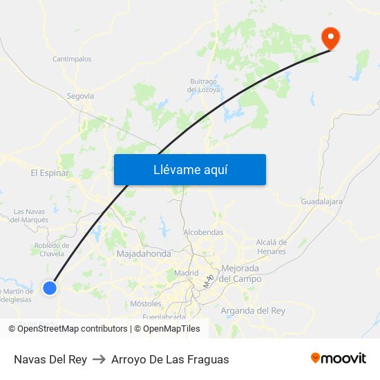 Navas Del Rey to Arroyo De Las Fraguas map