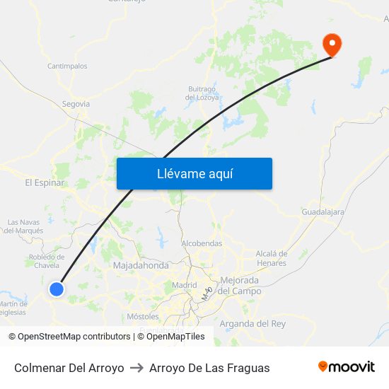 Colmenar Del Arroyo to Arroyo De Las Fraguas map