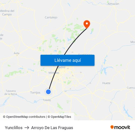 Yunclillos to Arroyo De Las Fraguas map