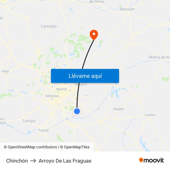 Chinchón to Arroyo De Las Fraguas map