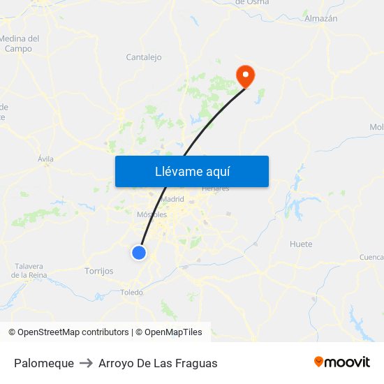 Palomeque to Arroyo De Las Fraguas map