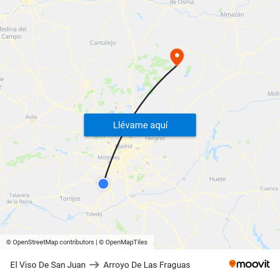El Viso De San Juan to Arroyo De Las Fraguas map