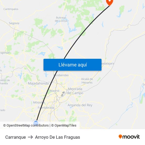 Carranque to Arroyo De Las Fraguas map