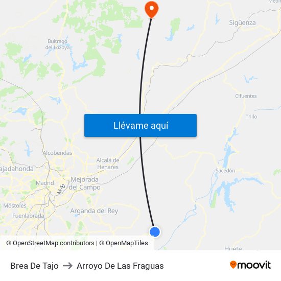 Brea De Tajo to Arroyo De Las Fraguas map