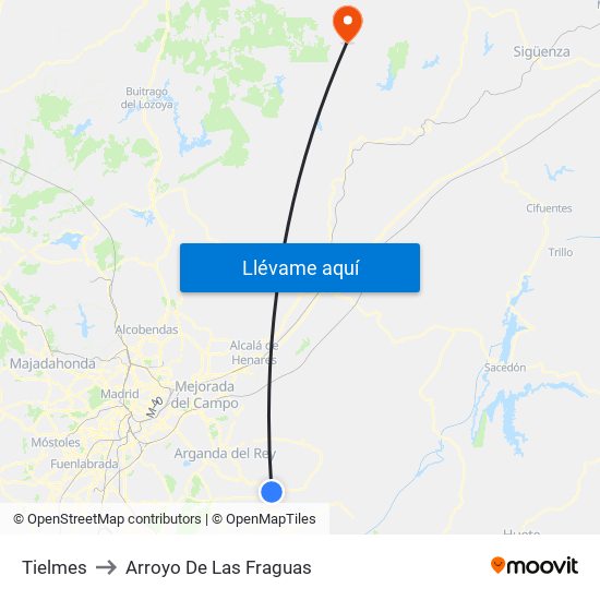 Tielmes to Arroyo De Las Fraguas map