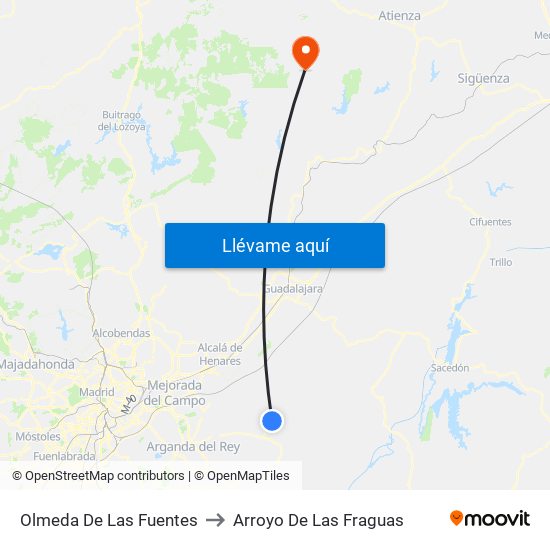 Olmeda De Las Fuentes to Arroyo De Las Fraguas map
