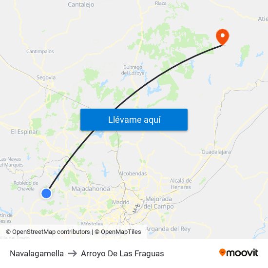 Navalagamella to Arroyo De Las Fraguas map