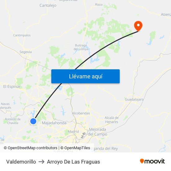 Valdemorillo to Arroyo De Las Fraguas map