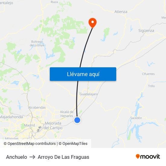 Anchuelo to Arroyo De Las Fraguas map
