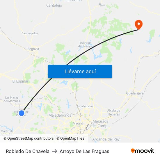 Robledo De Chavela to Arroyo De Las Fraguas map