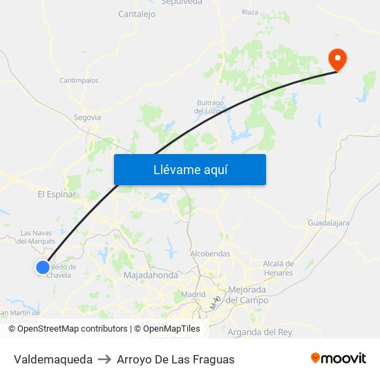Valdemaqueda to Arroyo De Las Fraguas map
