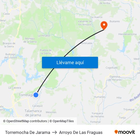 Torremocha De Jarama to Arroyo De Las Fraguas map