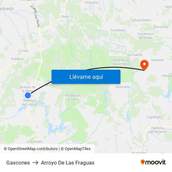 Gascones to Arroyo De Las Fraguas map