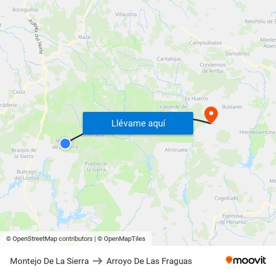 Montejo De La Sierra to Arroyo De Las Fraguas map
