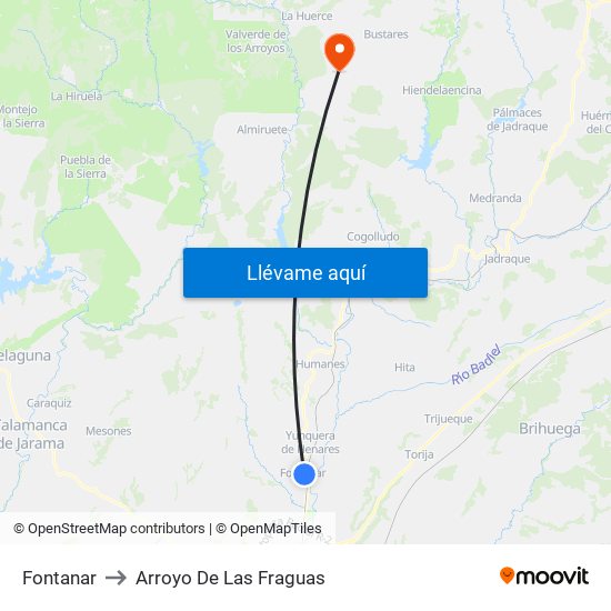 Fontanar to Arroyo De Las Fraguas map