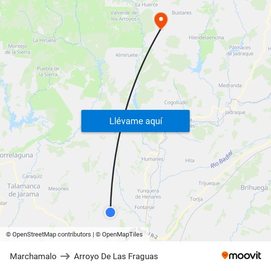 Marchamalo to Arroyo De Las Fraguas map
