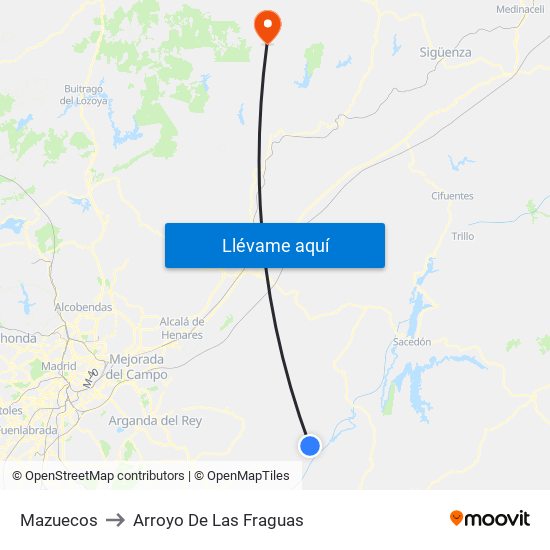 Mazuecos to Arroyo De Las Fraguas map