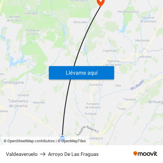 Valdeaveruelo to Arroyo De Las Fraguas map