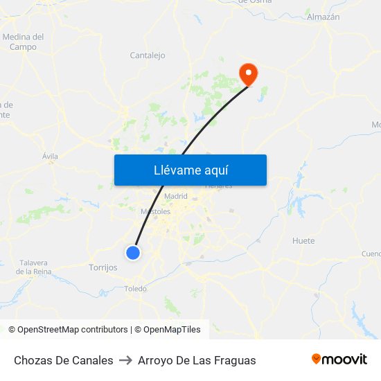Chozas De Canales to Arroyo De Las Fraguas map