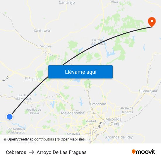 Cebreros to Arroyo De Las Fraguas map