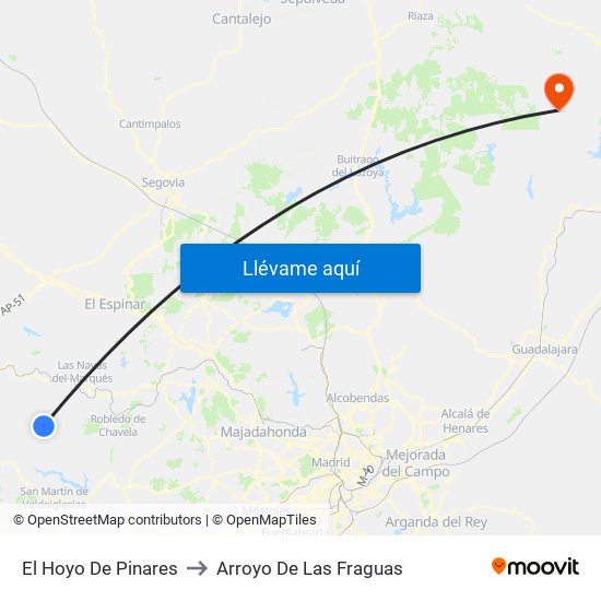 El Hoyo De Pinares to Arroyo De Las Fraguas map