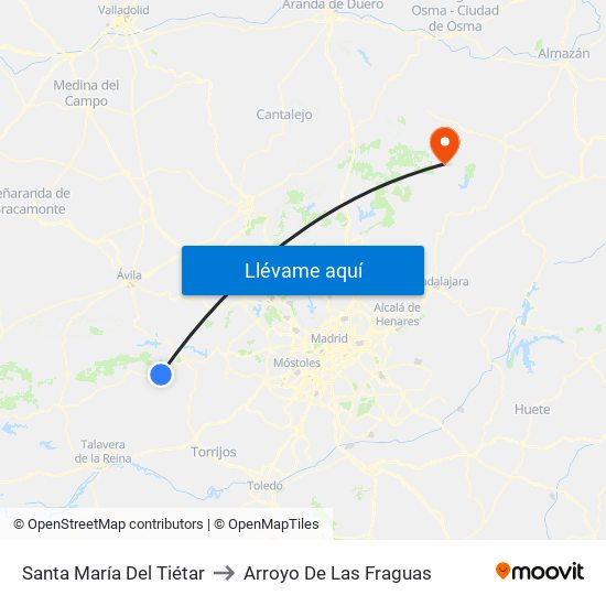 Santa María Del Tiétar to Arroyo De Las Fraguas map