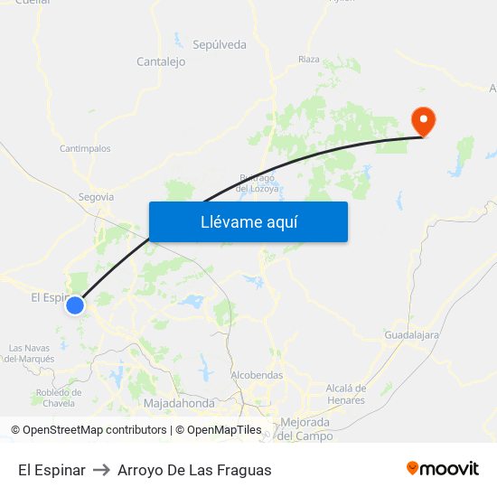 El Espinar to Arroyo De Las Fraguas map
