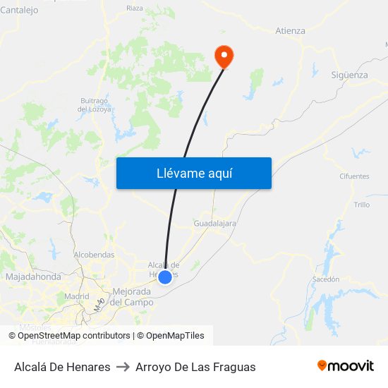 Alcalá De Henares to Arroyo De Las Fraguas map