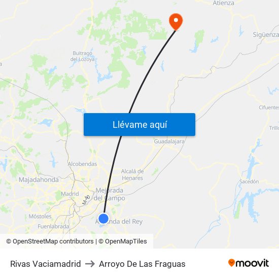 Rivas Vaciamadrid to Arroyo De Las Fraguas map