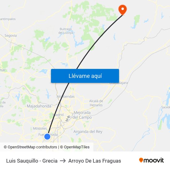 Luis Sauquillo - Grecia to Arroyo De Las Fraguas map