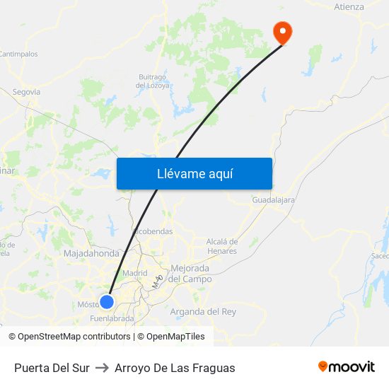 Puerta Del Sur to Arroyo De Las Fraguas map