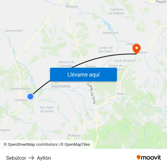 Sebúlcor to Ayllón map