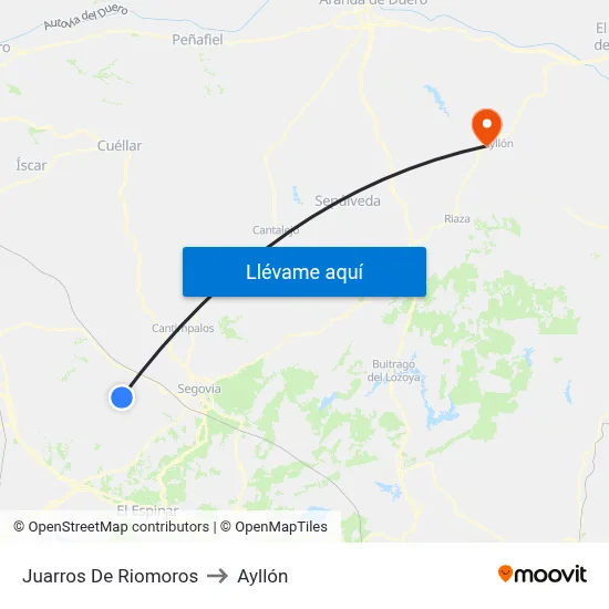 Juarros De Riomoros to Ayllón map