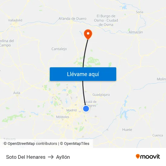 Soto Del Henares to Ayllón map