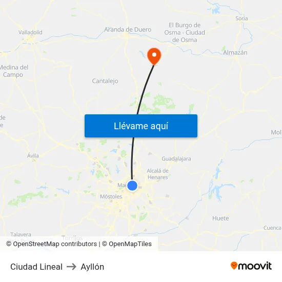 Ciudad Lineal to Ayllón map