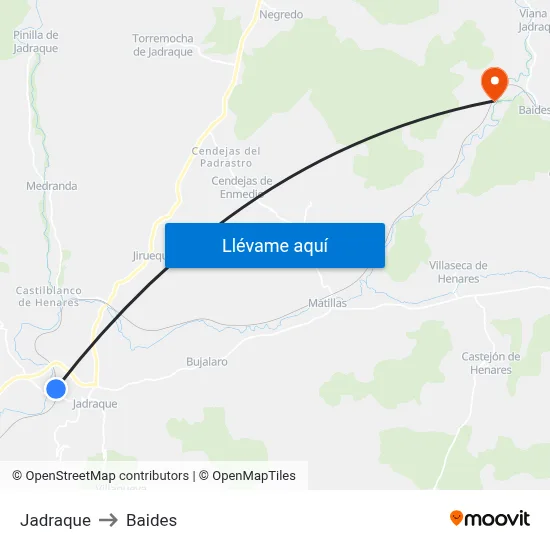 Jadraque to Baides map