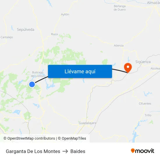 Garganta De Los Montes to Baides map