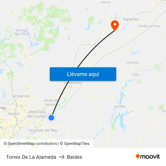 Torres De La Alameda to Baides map
