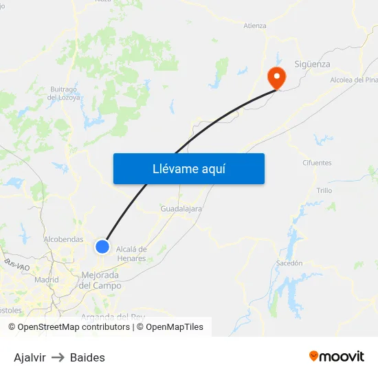 Ajalvir to Baides map