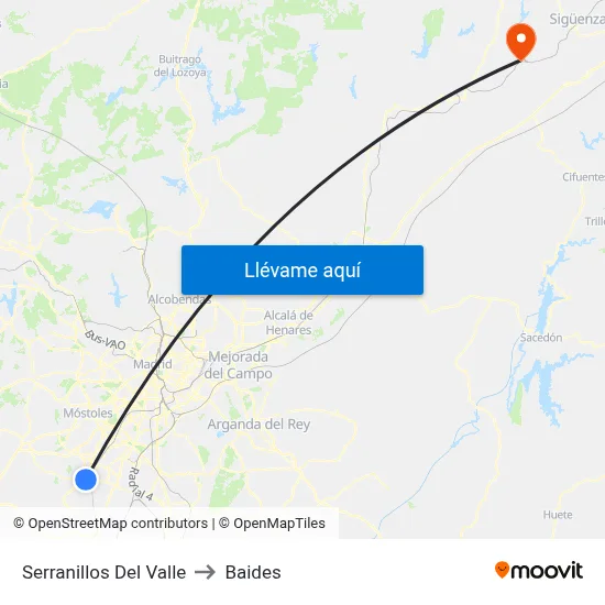Serranillos Del Valle to Baides map