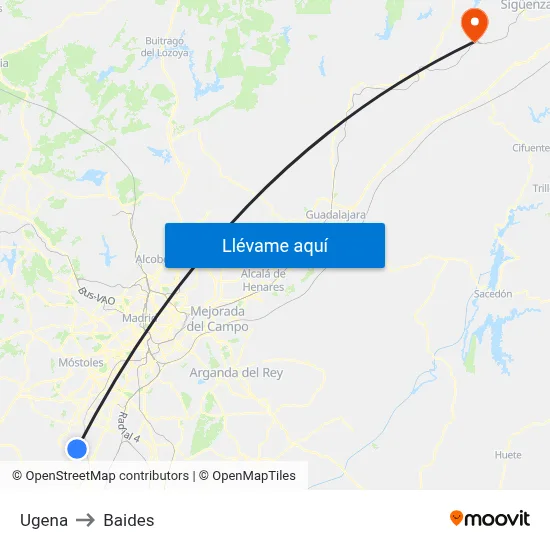 Ugena to Baides map